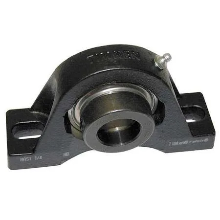 Black cast iron pillow block bearing with eccentric locking collar, double-sealed, new condition