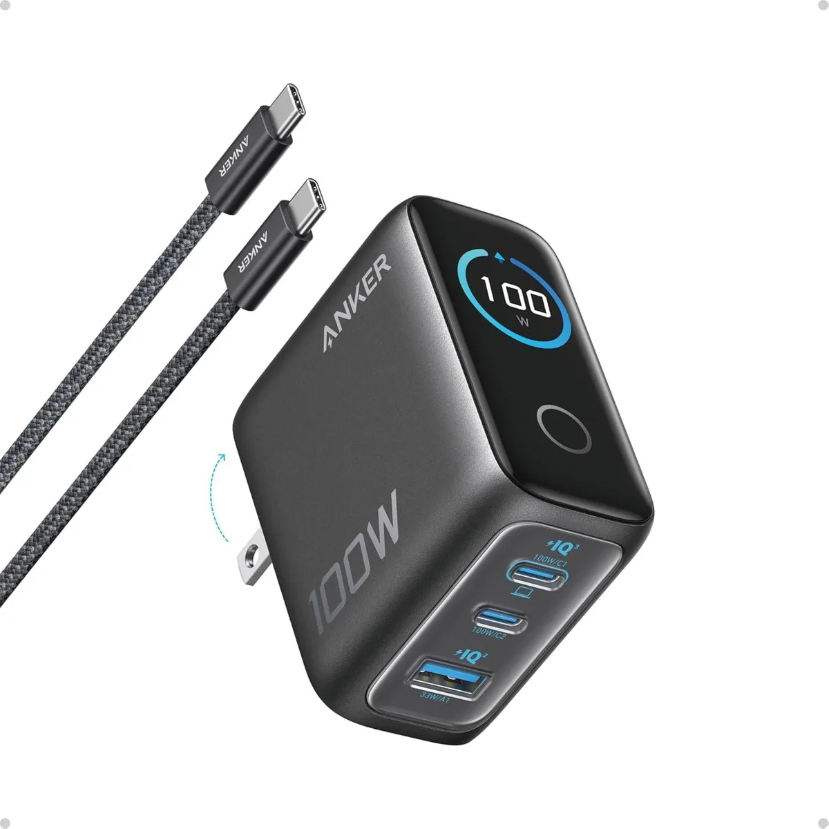ONITOON ONITOON 100W 3-Port GaN Wall Charger Smart Display Touch Control USB-C Cable — product photo