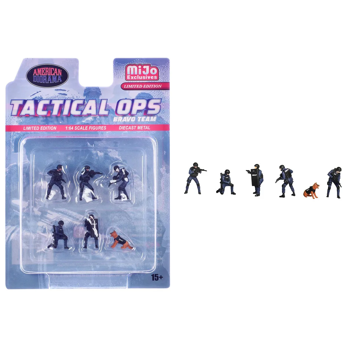American Diorama American Diorama "Tactical Ops Bravo Team" 6-Figure Diecast Set Limited Edition 1/64 Scale Hobby Collectible — product photo