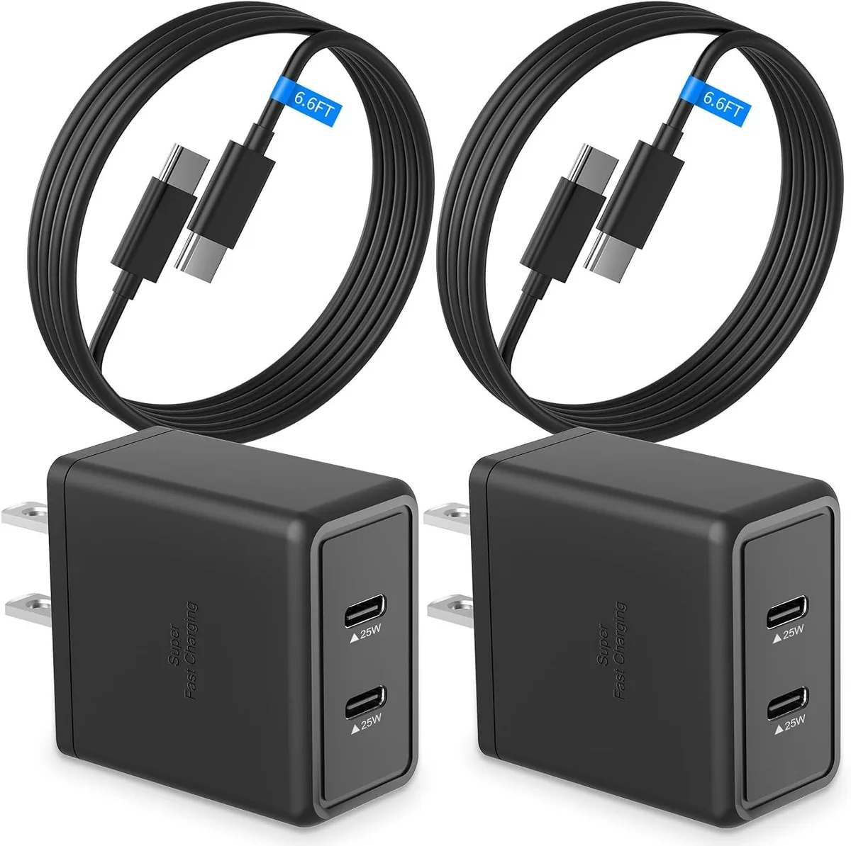 ONITOON ONITOON 25W Dual USB-C Wall Charger 2-Pack with 6.6FT Cables — product photo