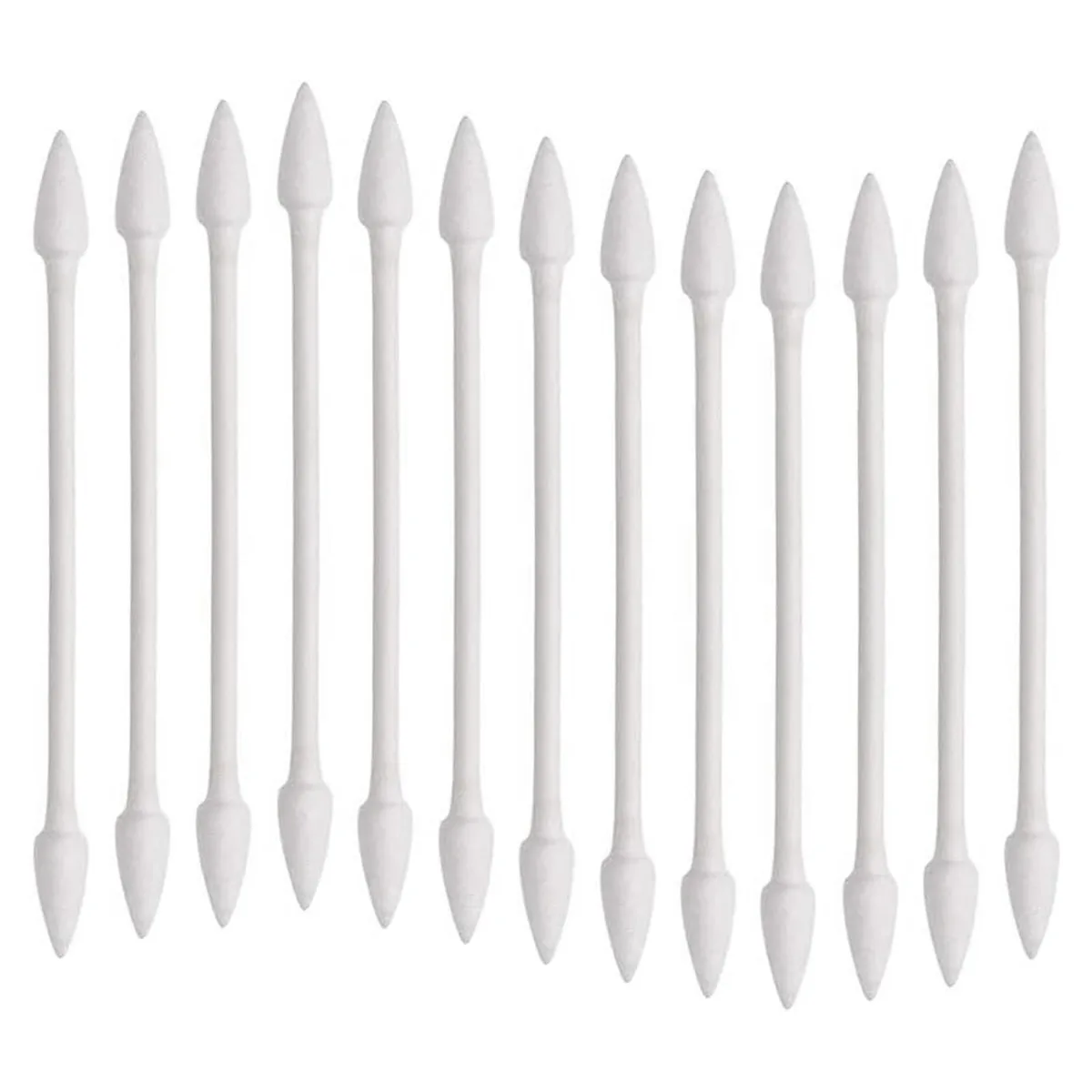 Four packs of 200 double-tipped cotton swabs with paper sticks