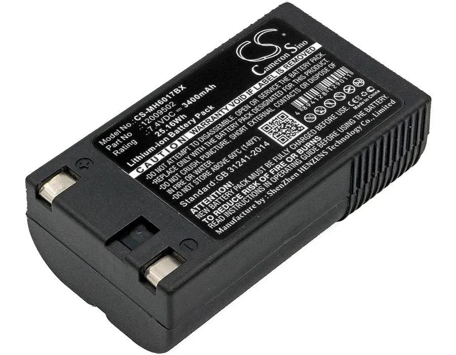 Rectangular black replacement battery pack with label