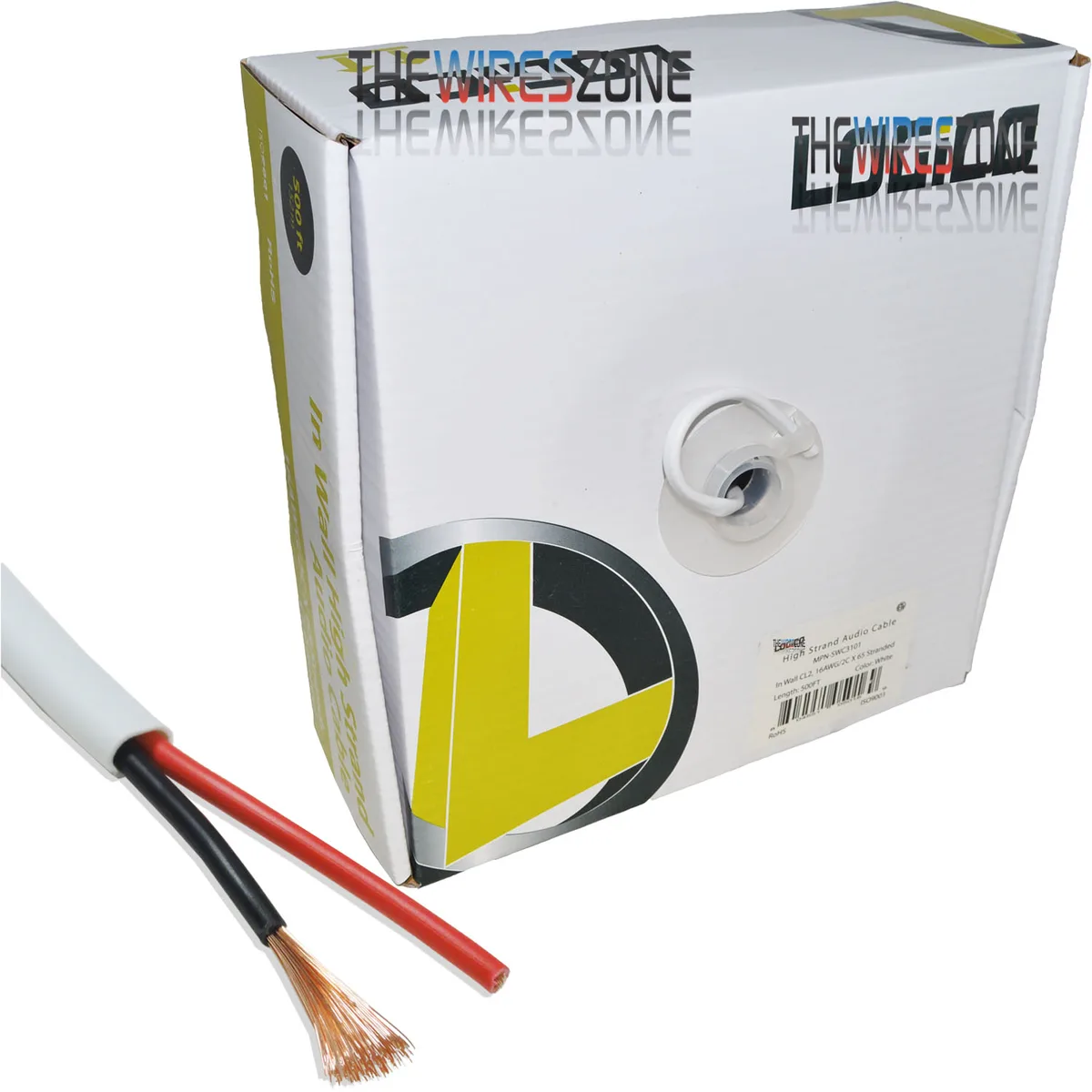 Logico Logico 16AWG 2 Conductor CL2 In-Wall Speaker Wire White 500ft — product photo