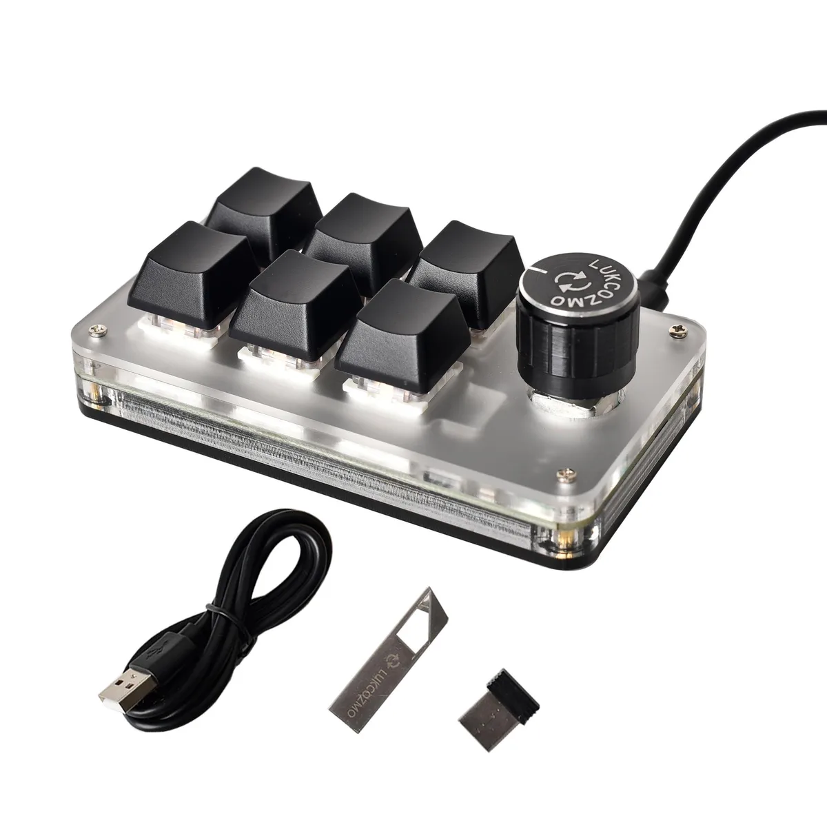  LUKCOZMO AX18-K06-VT1-BT-RGB 6-Key Macro Pad Knob RGB — product photo