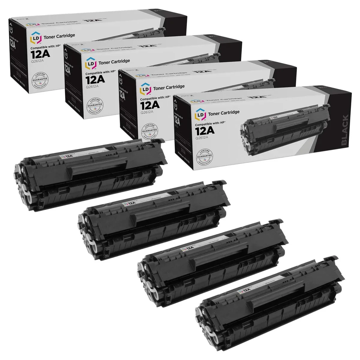 LD Products LD Products HP 12A Black Toner Cartridge 4-Pack — product photo