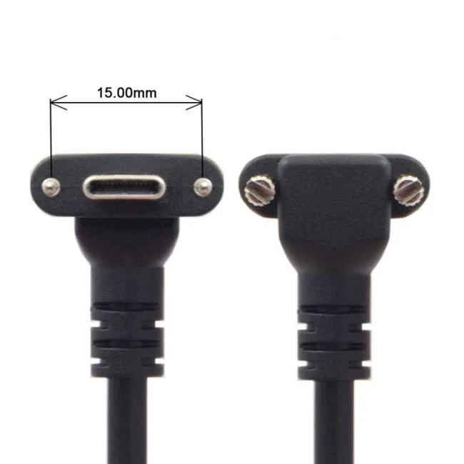 SHENZHEN JIMIER ELECTRONICS CO,. LTD. SHENZHEN JIMIER ELECTRONICS CO,. LTD. USB 3.1 Type-C Dual Screw Locking 90° Up Angled Cable 120cm/300cm/500cm — product photo