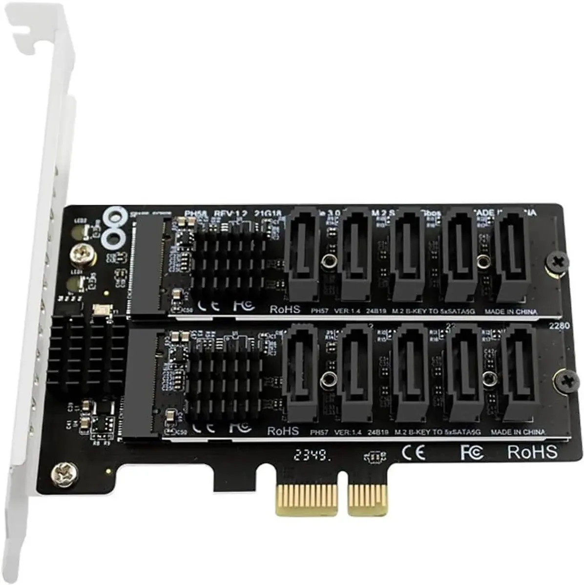 SMUGDESK SMUGDESK PH58+PH57 PCIe 3.0 X1 to 10-Port SATA 6Gbps Expansion Card — product photo