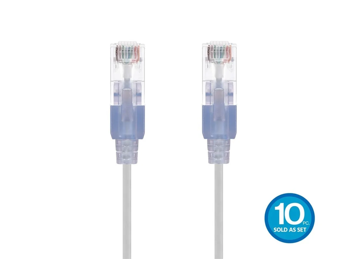 Monoprice Inc. Monoprice 115168 SlimRun Cat6A Ethernet Cable 10ft White 10-Pack — product photo