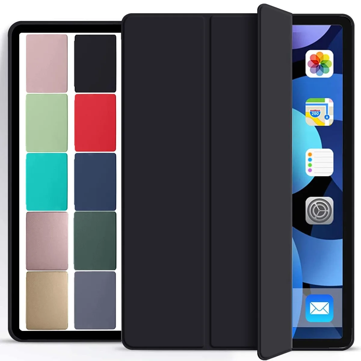 Dark grey folio case with translucent back and magnetic stand for 9.7 inch iPad
