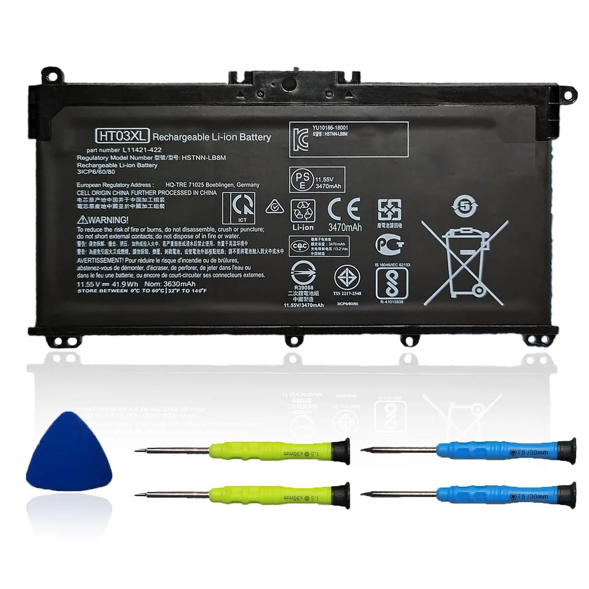 HT03XL laptop battery 11.55V 41.9Wh — product photo