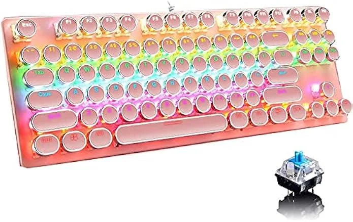 TAURKENAM TAURKENAM 87 Key Mechanical Gaming Keyboard Pink Blue Switch USB Wired — product photo