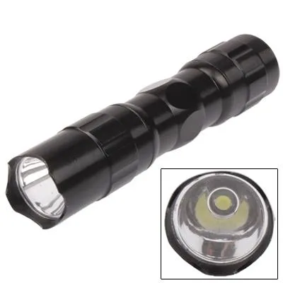 Black aluminium mini flashlight 19 x 94 mm with detachable 125 mm strap