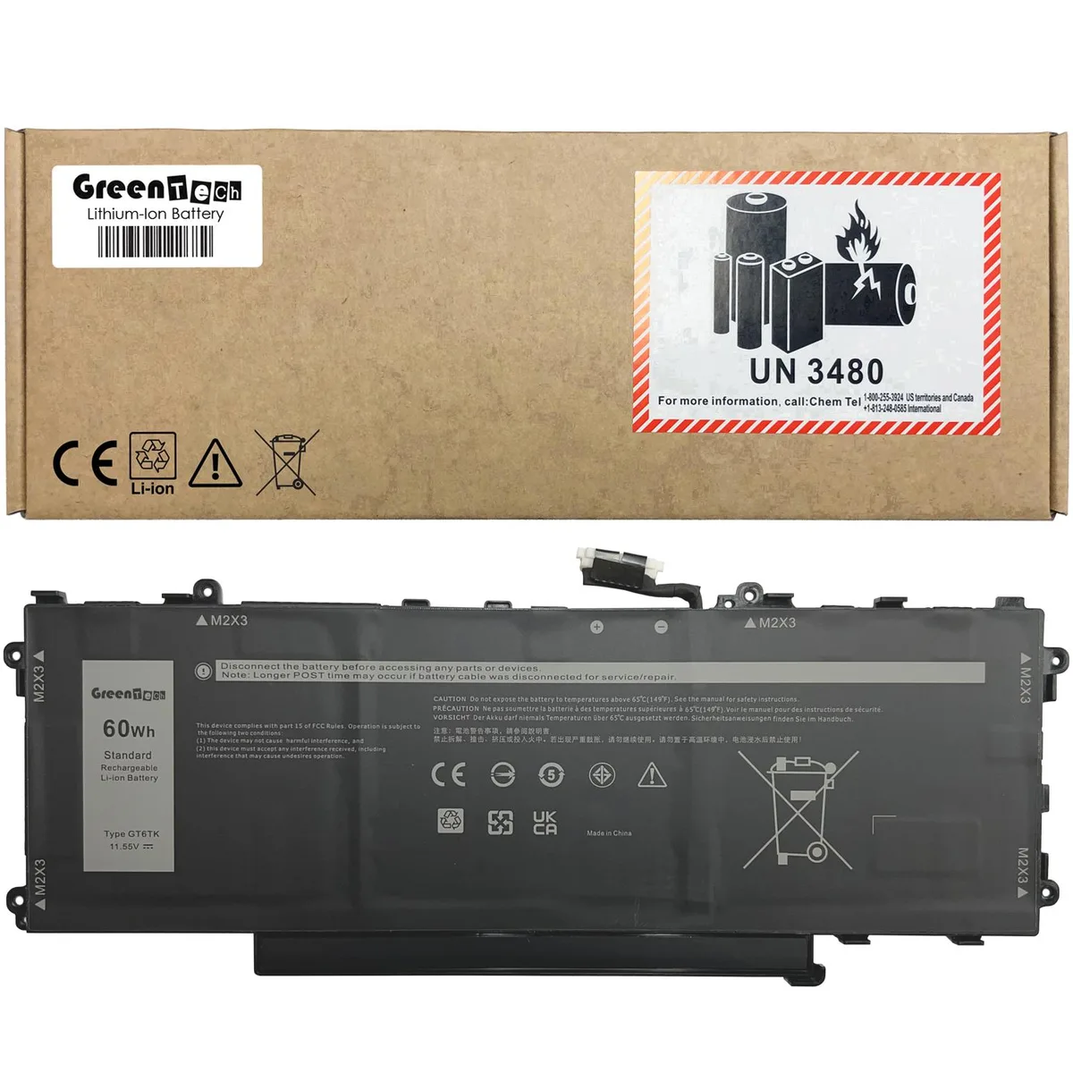 GreenTechLLC GreenTechLLC GT6TK laptop battery for Dell Latitude 9440 2-in-1 9450 2-in-1 11.55V 60Whr — product photo