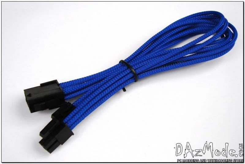 Darkside Computer Modding Darkside Computer Modding 4+4 EPS 12in 30cm HSL Single Braid Extension Cable Blue UV — product photo