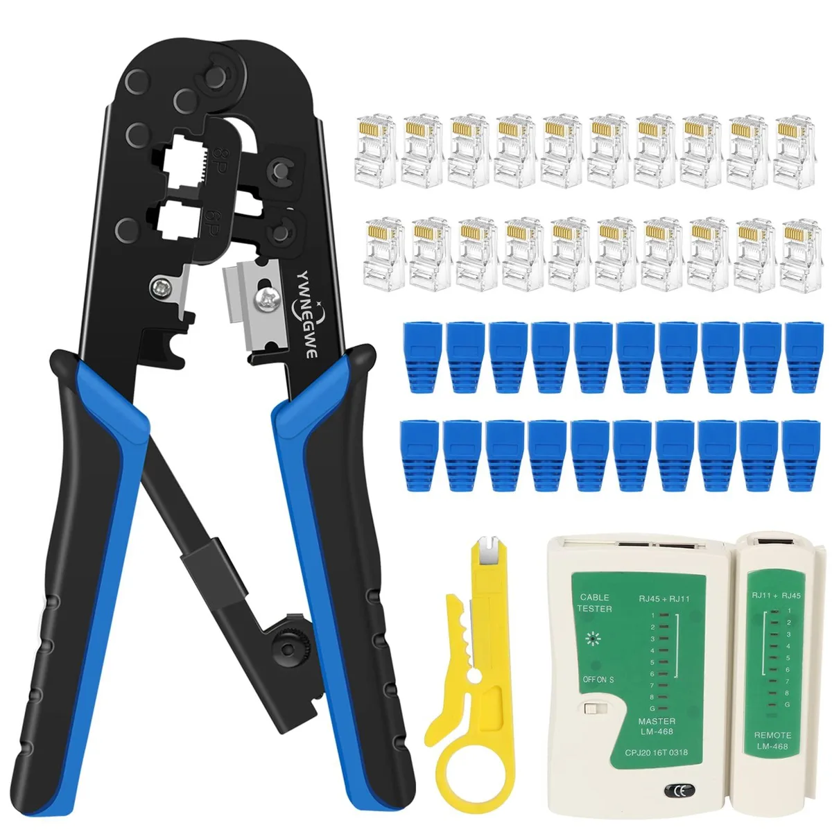 KEHIPI KEHIPI RJ45 Crimping Tool Kit 20PCS Connectors Tester Stripper — product photo