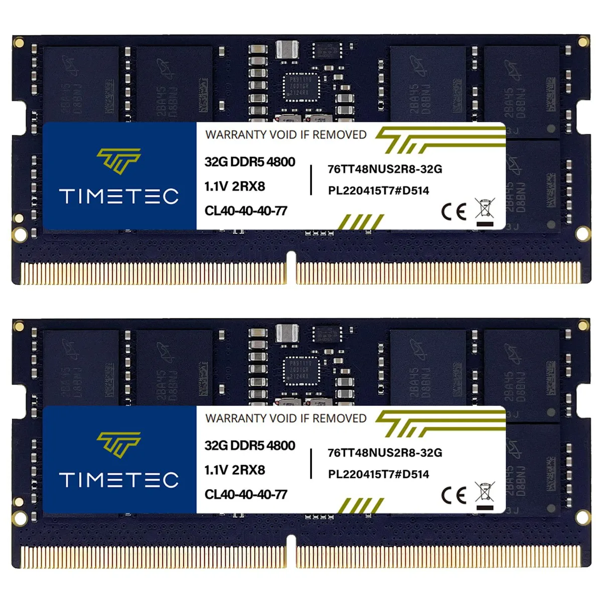 Timetec Timetec 64GB Kit (2x32GB) DDR5 4800MHz CL40 262-Pin SODIMM Laptop RAM — product photo