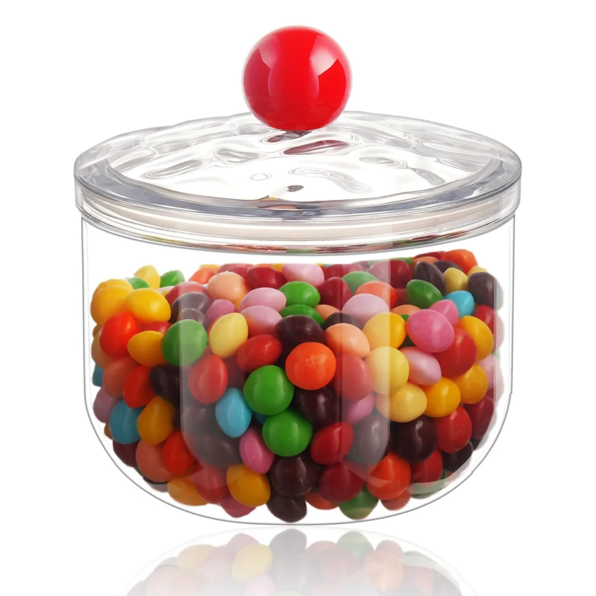 Clear plastic 30 oz food storage jar with airtight lid, 4.7 by 3.55 inches