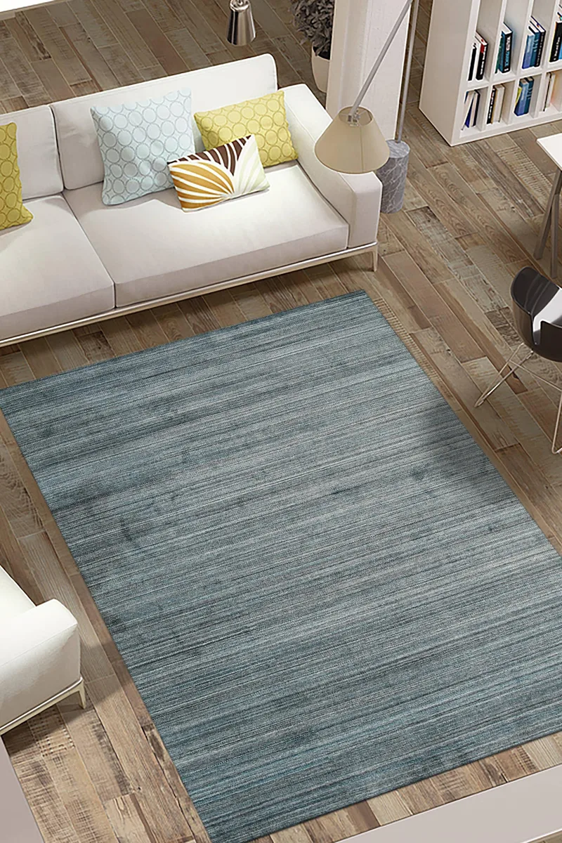 EORC EORC Handloomed Wool Blue Transitional Area Rug 8' x 10 — product photo