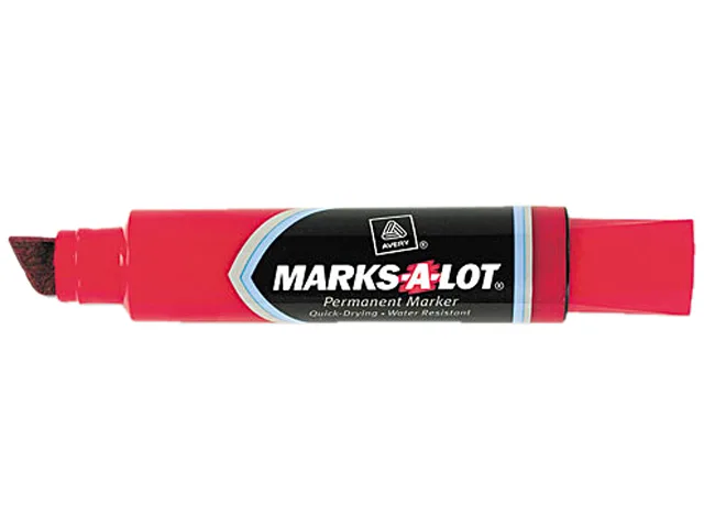 Red jumbo permanent marker with wide chisel tip