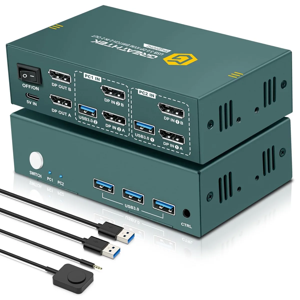 Explus-C Explus-C 8K@60Hz DisplayPort KVM Switch 2 Monitors 2 Computers 3 USB 3.0 — product photo