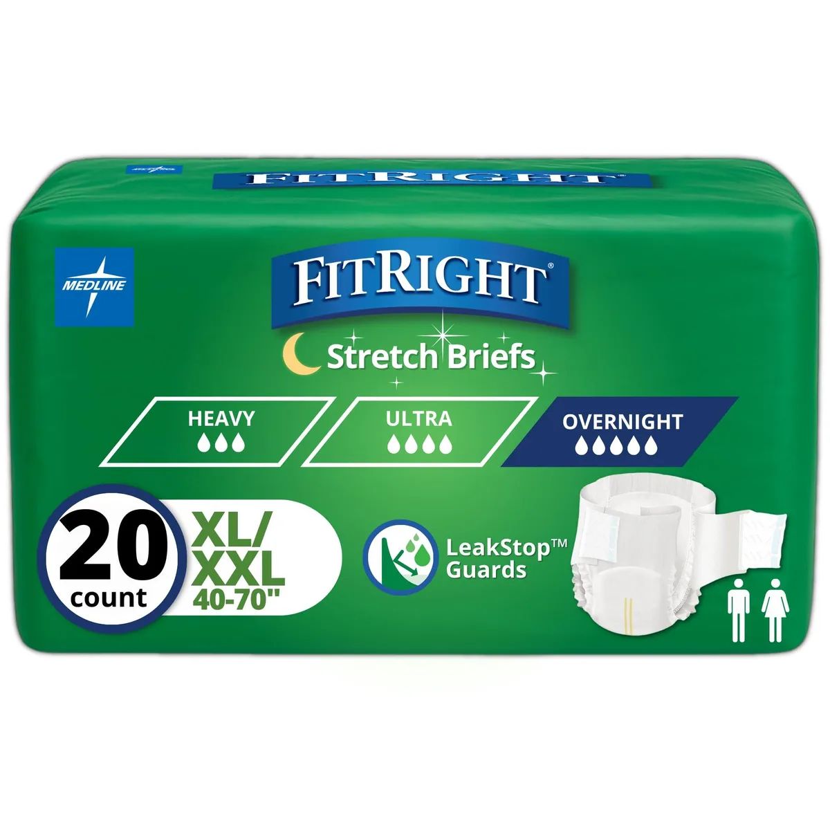 FitRight Extended Wear Stretch Briefs Size 2 Bag of 20 — product photo