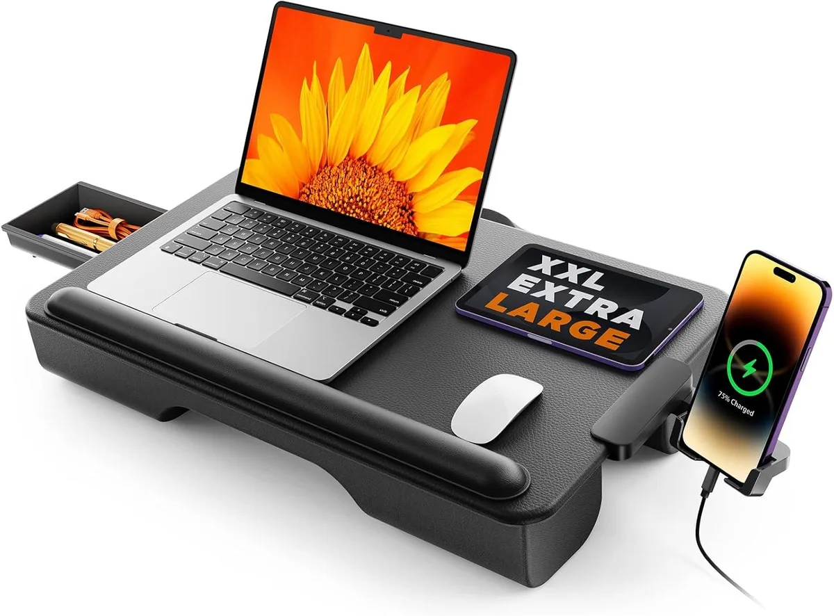 BFKK BFKK Laptop Lap Desk 17" with Storage Drawer &amp; Cushion 21.3" x 13" 3.3 lb — product photo