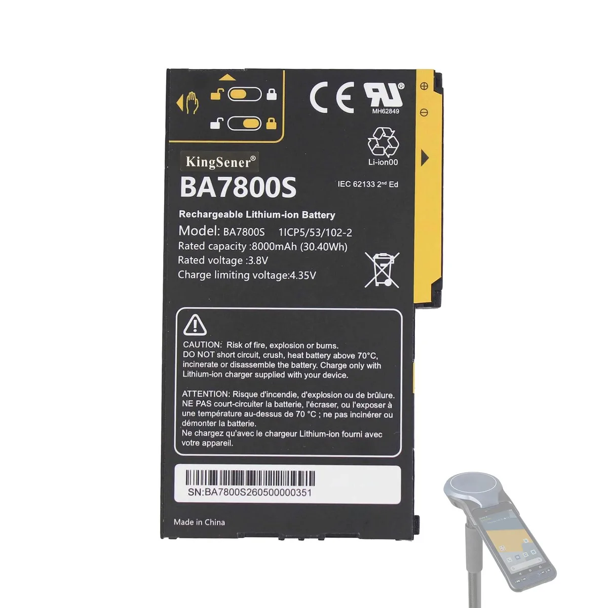 KingSener KingSener BA7800S Standard Battery 8000 mAh 3.8 V — product photo