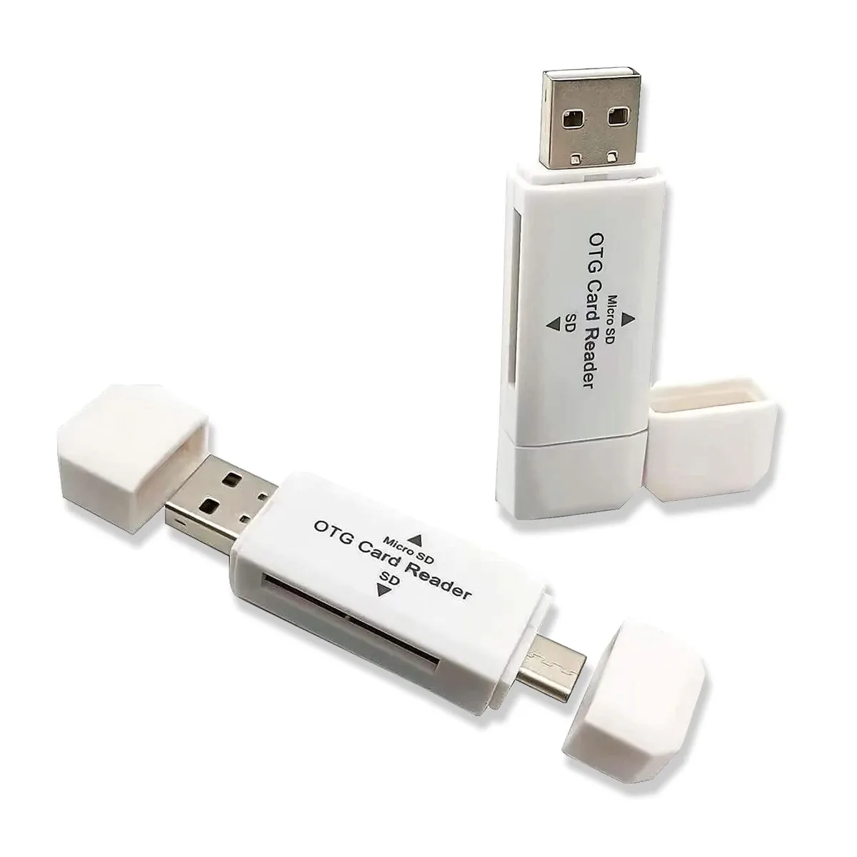  Wansurs 2-pack USB-C &amp; USB 2.0 card reader (White) — product photo