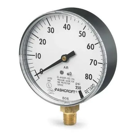 Black ABS case pressure gauge with white dial and bottom 1/4 inch NPT male connection
