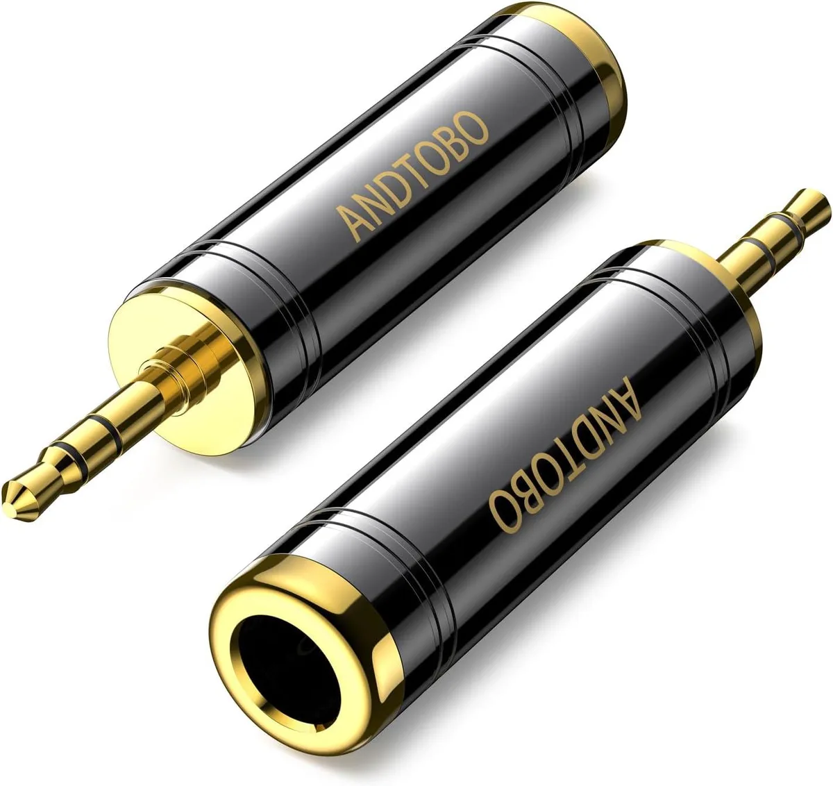Boxwave Boxwave 3.5 mm to 6.35 mm Stereo Audio Adapter Pure Copper Black 2-Pack — product photo