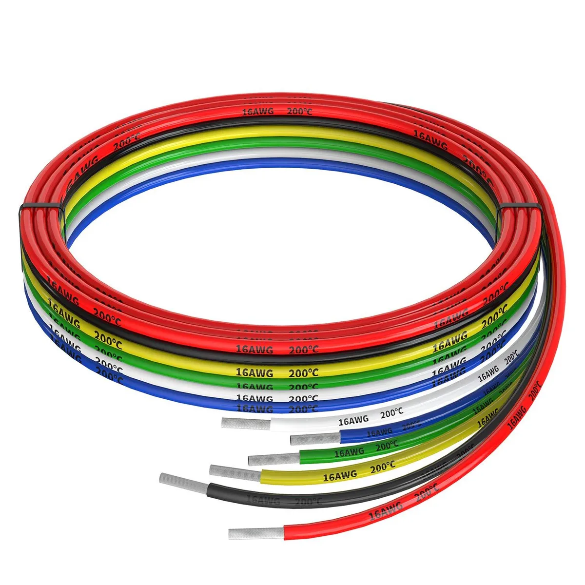  RCA 16AWG Silicone Speaker Wire 6 Colors 5ft Each 50ft Total — product photo