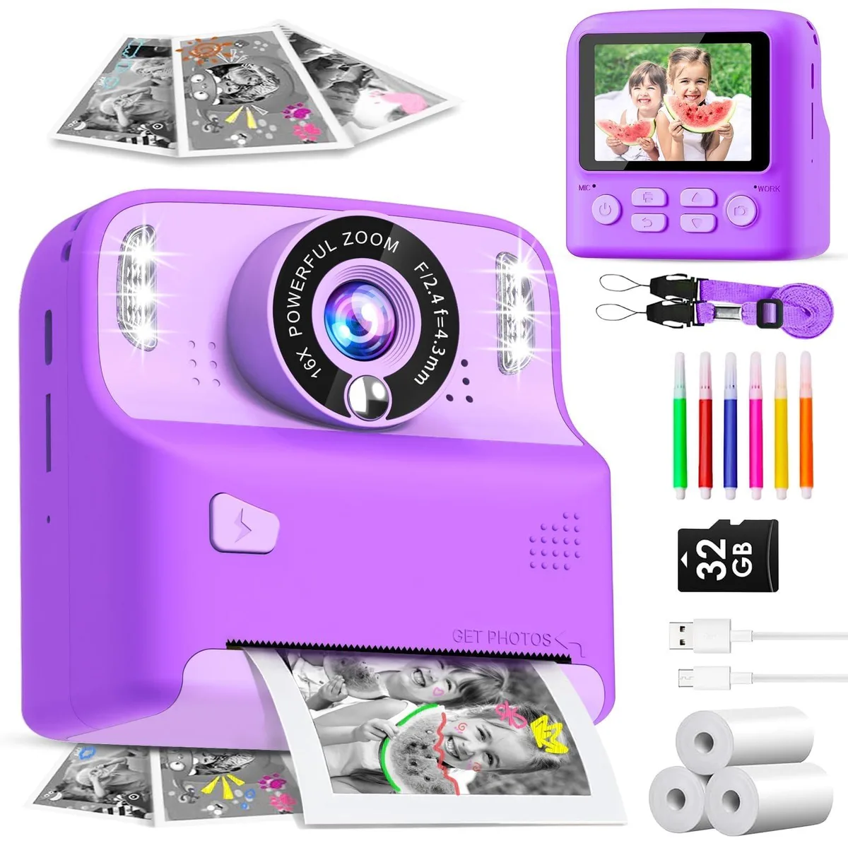 Kodak MindPal Kids Camera Purple 32GB 3 Rolls — product photo