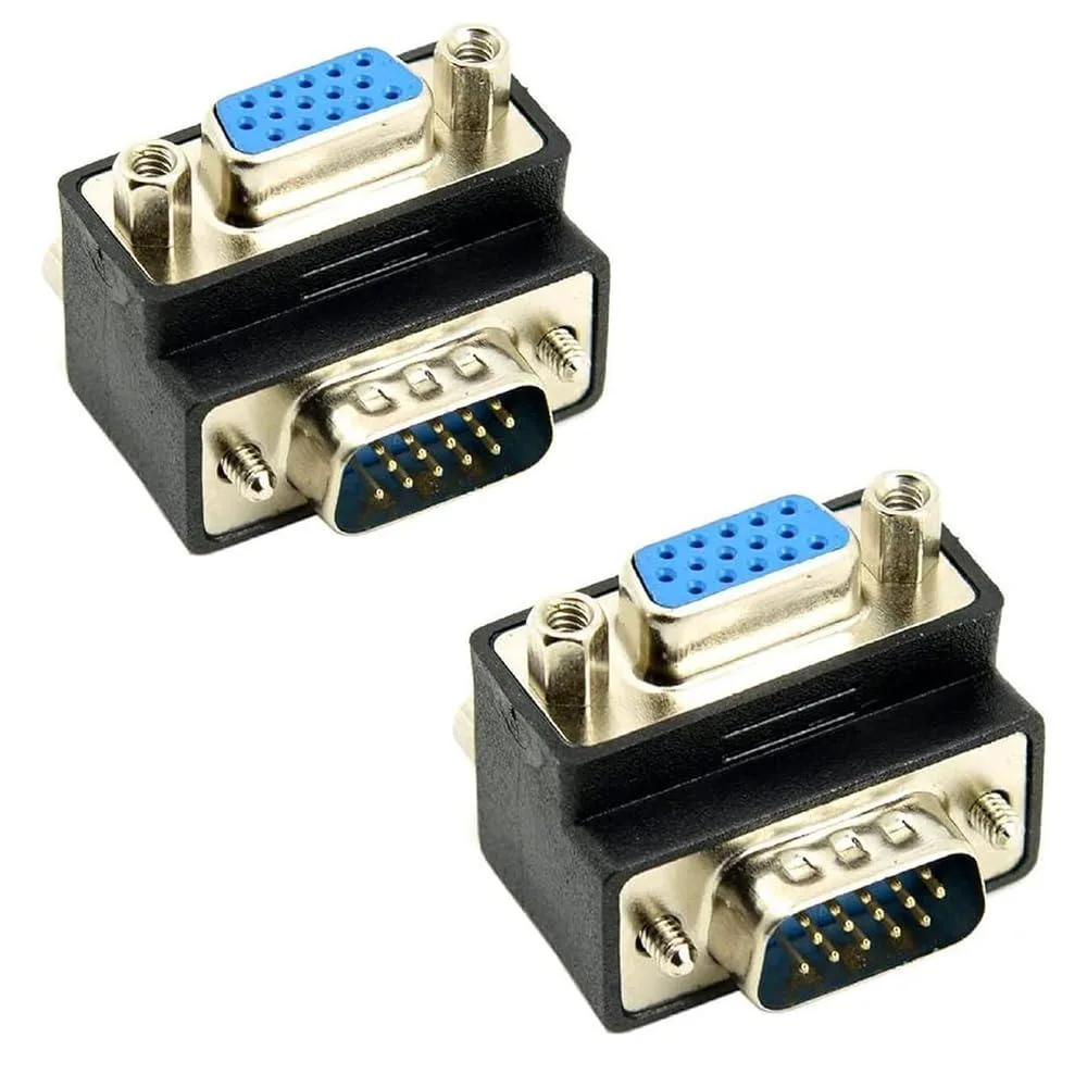 Vszerda Vszerda 2-Pack Down Angled 90 Degree VGA 15 Pin Male to Female Adapter — product photo