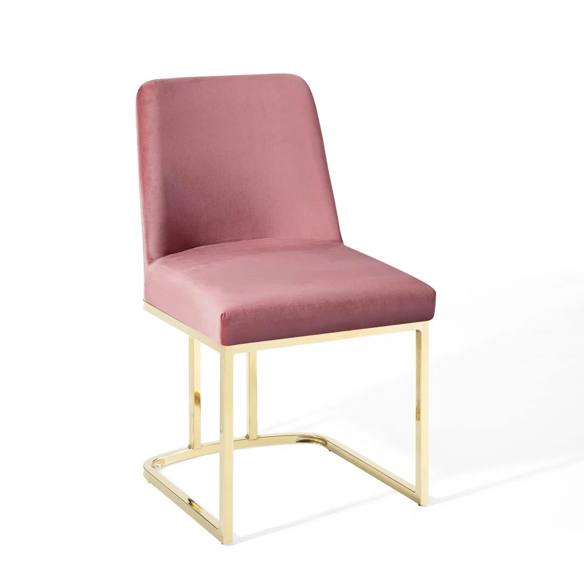 LexMod LexMod Amplify Glam Deco Performance Velvet Sled Base Chair Gold Dusty Rose — product photo