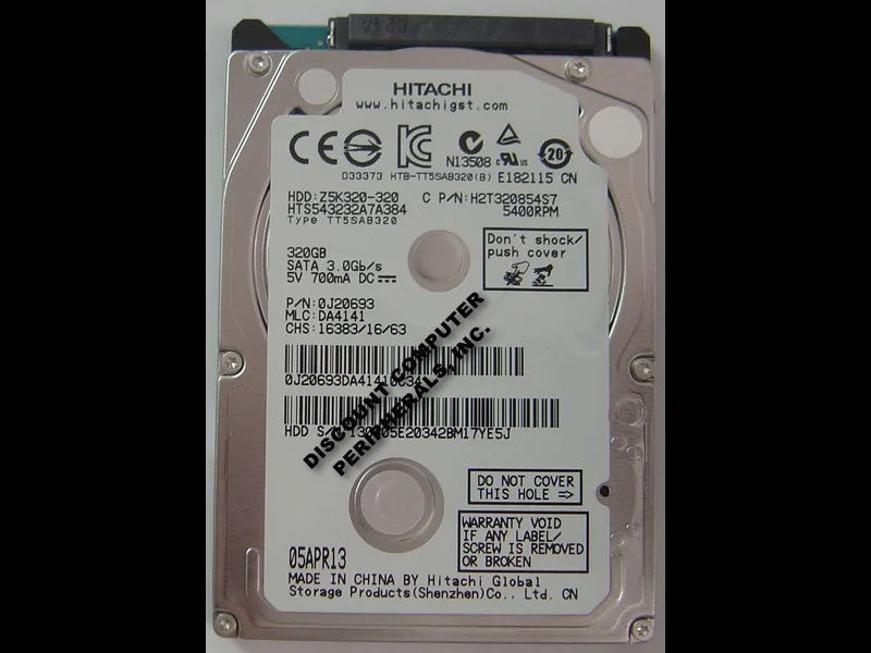 HGST HGST Travelstar Z5K320 HTS543232A7A384Product 320GB 5400 RPM 7mm laptop hard drive — product photo
