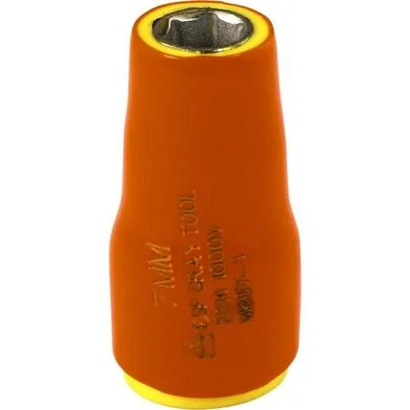 Gray Tools 7mm insulated socket with orange and yellow layers