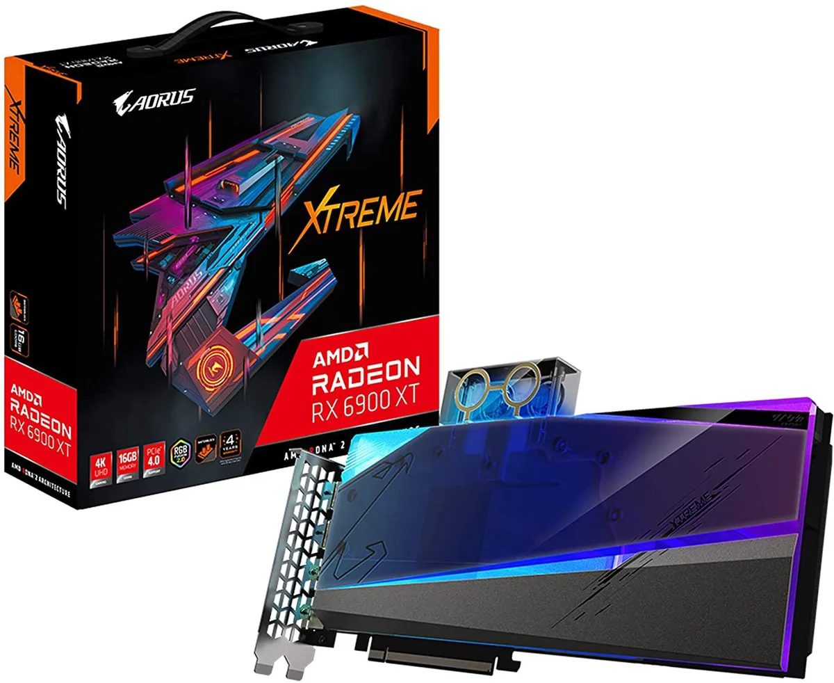 GIGABYTE GIGABYTE AORUS Radeon RX 6900 XT Xtreme WATERFORCE WB 16G graphics card — product photo