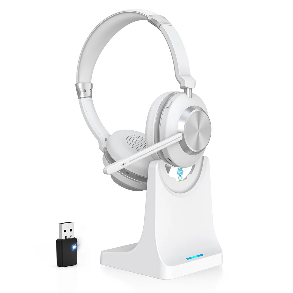 ARENTI ARENTI Wireless Headset Bluetooth 5.0 USB Dongle Charging Dock 65h 45h 33ft 270° Mic — product photo