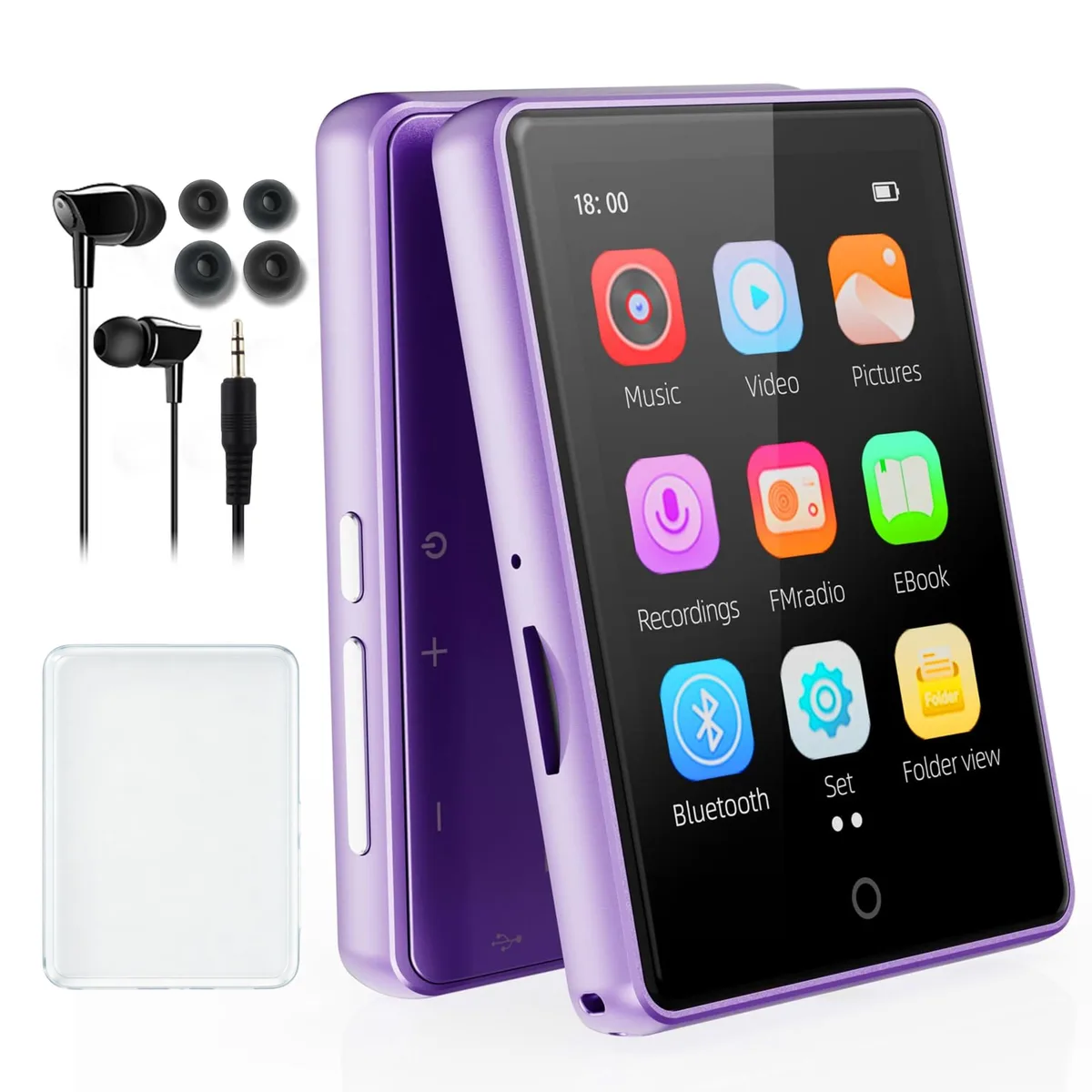 PINHUI 64GB MP3 Player Bluetooth 5.3 2.8" Touch Purple — product photo