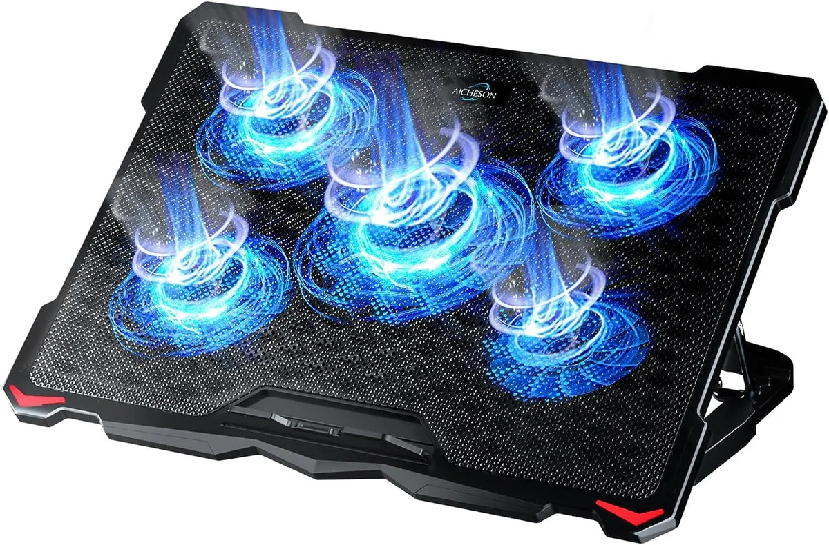 PISKEKAT PISKEKAT S035 Laptop Cooling Pad 5 Fans 17.3 Inch Blue LED — product photo
