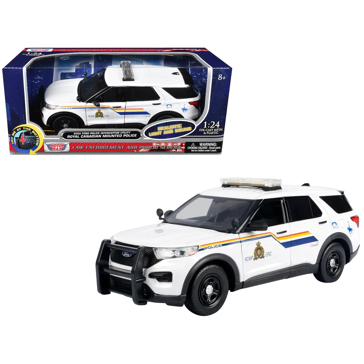 MOTORMAX MOTORMAX 2022 Ford Police Interceptor Utility RCMP 1/24 Diecast with Lights & Sounds — product photo
