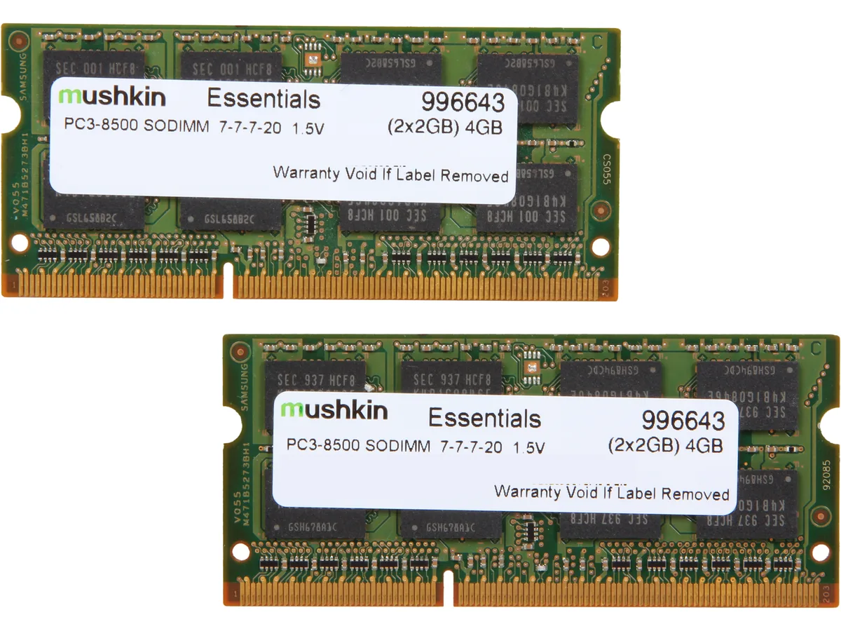 Mushkin Enhanced Mushkin Enhanced 996643 4GB (2x2GB) DDR3 1066 laptop RAM — product photo