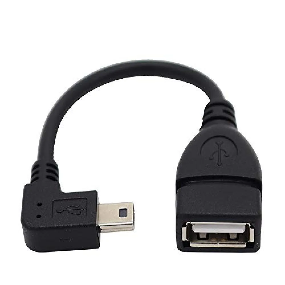 Japanese Import Japanese Import USB Mini-B Male to USB-A Female 90° Left L OTG Cable 14cm 480Mbps — product photo