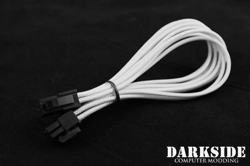 Darkside Computer Modding Darkside Computer Modding 4+4 EPS 12" HSL Single Braid Extension Cable White — product photo