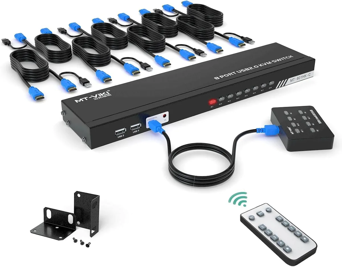 GCROWN GCROWN 801HK-C 8 Port KVM Switch 4K 30Hz 1U Rack Mount — product photo