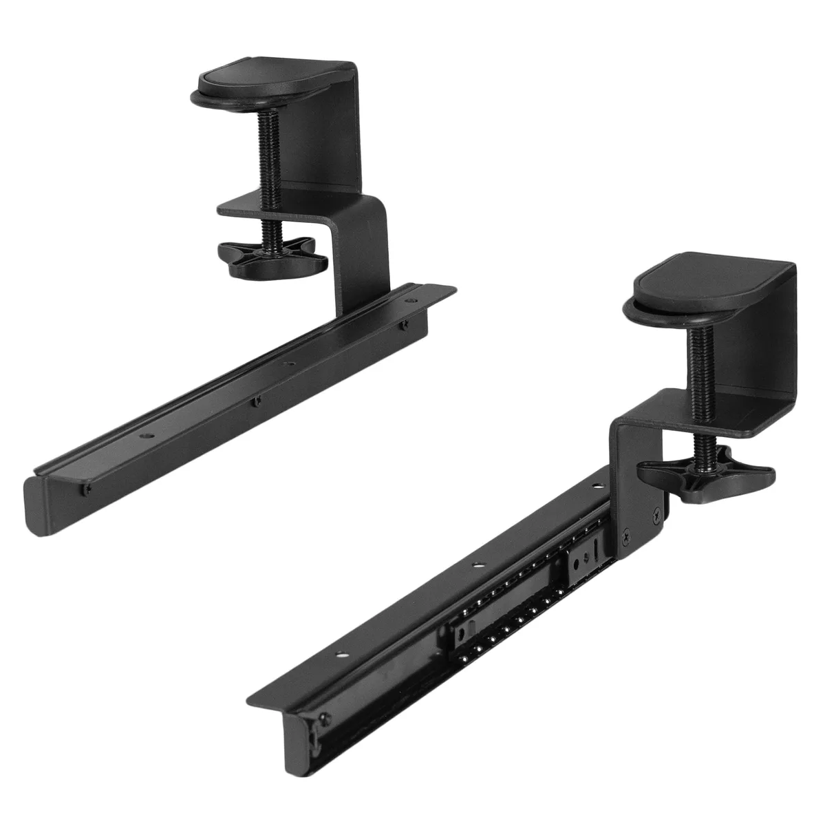 Black steel clamp and 12 inch rail set for DIY keyboard tray