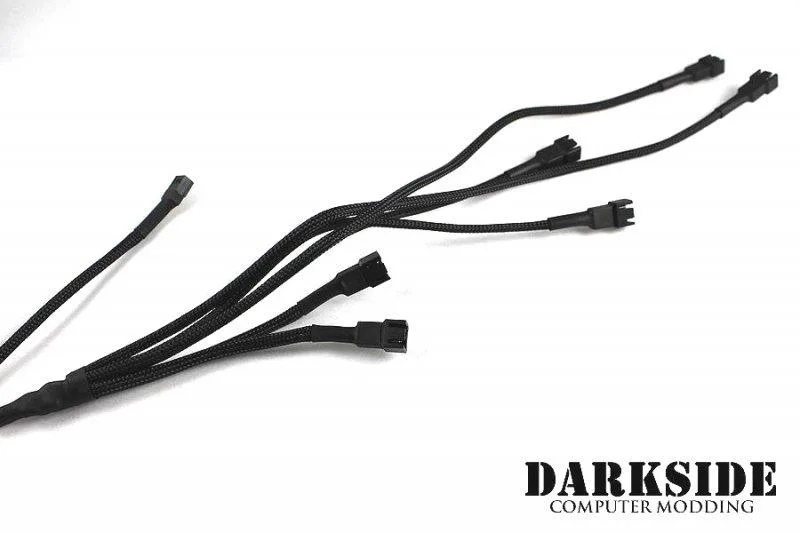 Darkside Computer Modding Darkside Computer Modding 3-Pin Triple Push-Pull Radiator Fan Power Y-Cable Splitter Jet Black 50cm — product photo