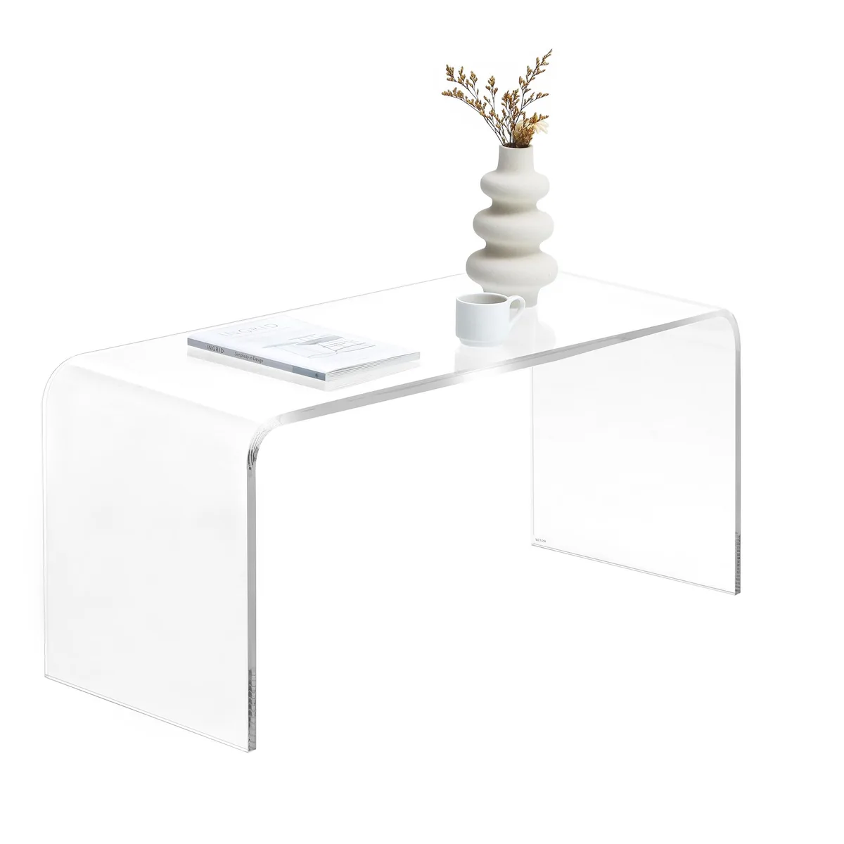 tuphen tuphen 39.25" Rectangle Acrylic Waterfall Coffee Table Clear 15mm .5" 110 lbs — product photo