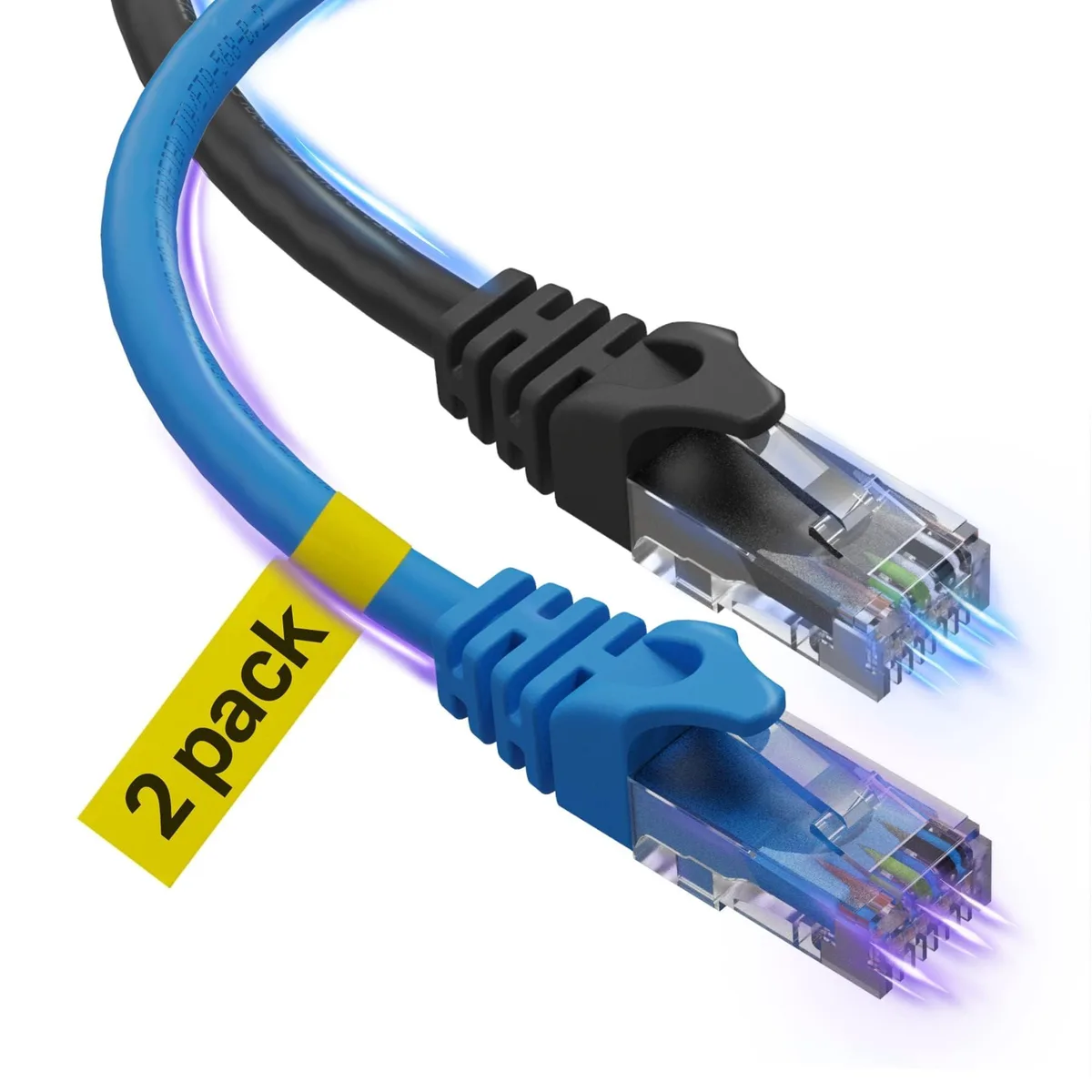  Ultra Clarity Cables Cat6 RJ45 Ethernet Cable 20 ft 2 Pack Blue Black — product photo
