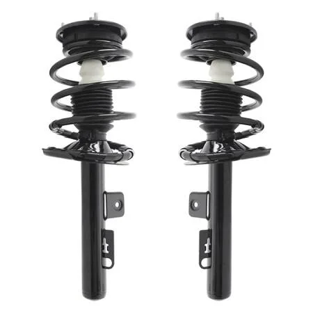 Unity front complete strut assembly kit with two preassembled struts, coil springs, top mounts and hardware, silver metallic finish